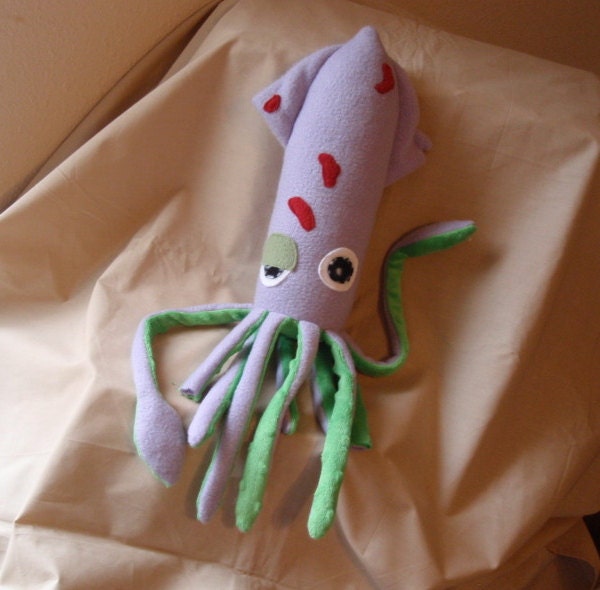 Decayed Purple Zombie Fleece Squid - Plush Stuffed Animal