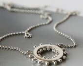 modern sterling silver strand statement necklace - unique art pendant - sculptural circle pendant - handmade by lolide
