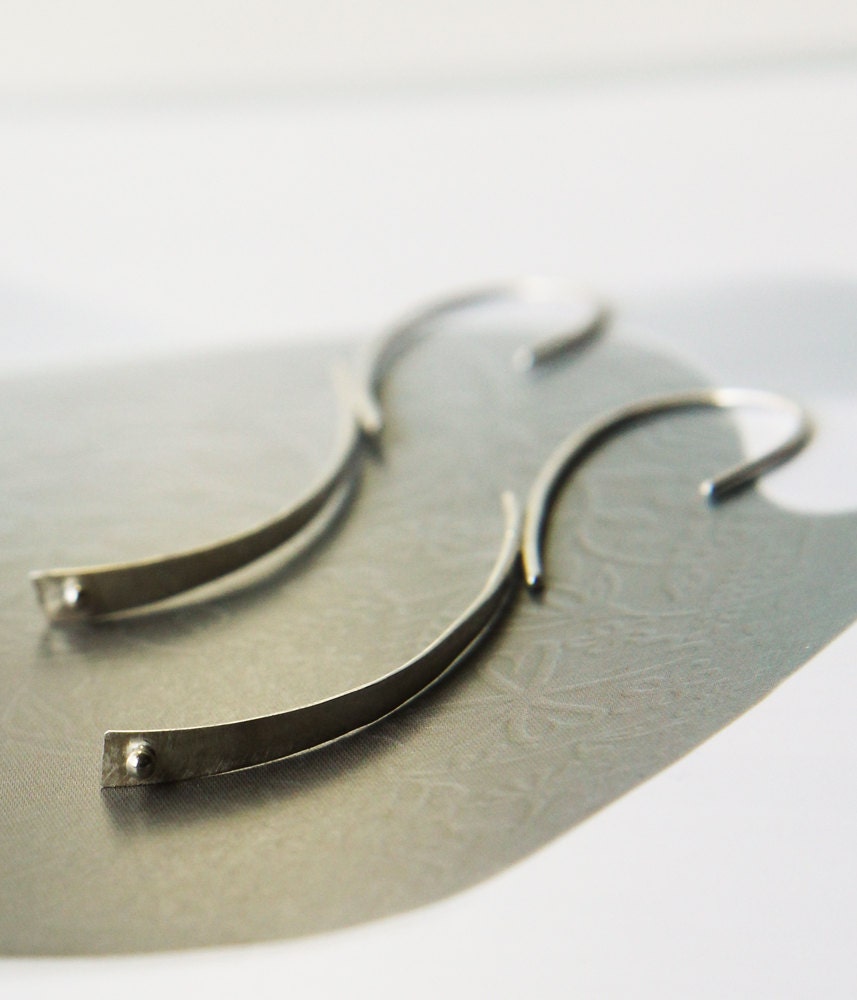 long dangle earrings - two curves sterling silver threaders -  handmade in seattle by lolide