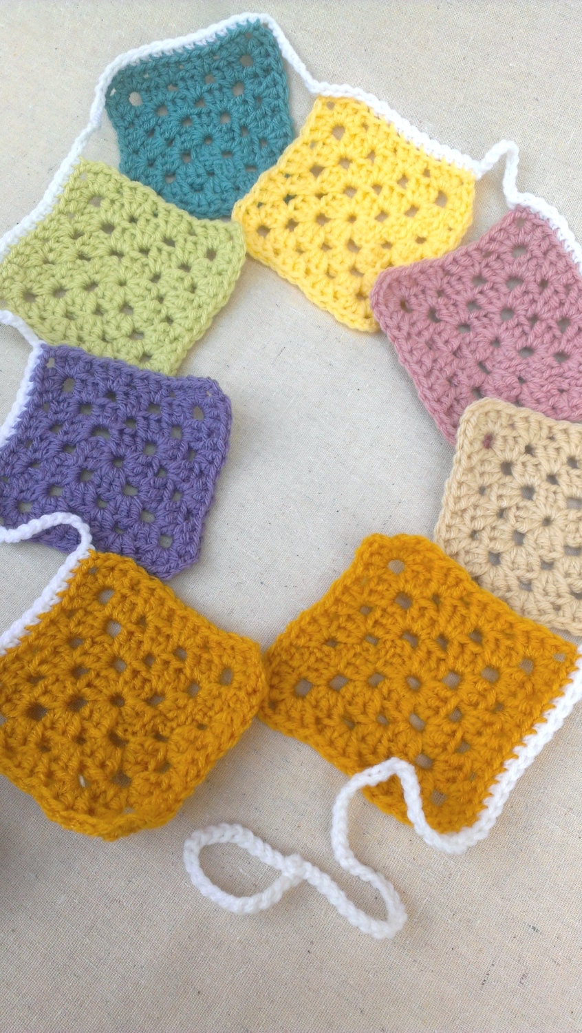 Granny Square Bunting, Crochet Garland Banner