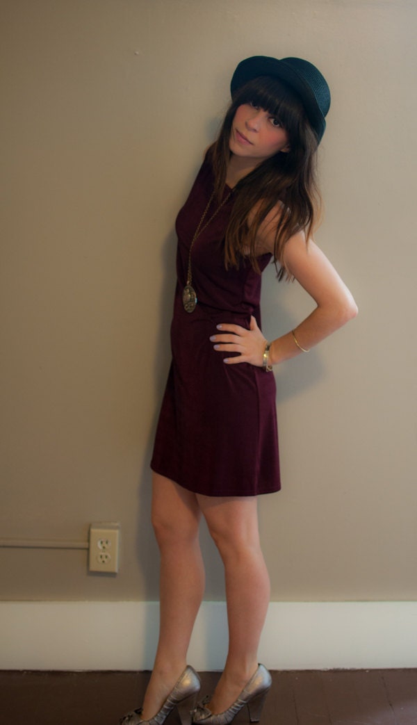 deep garnet sleeveless dress, small-medium