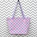 Cotton Wedgie Tote Bag With Reinforced Bottom - Pink and Purple Plaid and Tiny Floral Fabric