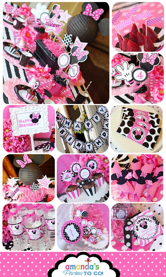 Minnie Mouse Party - On SALe -Birthday Party Inspired by Minnie Mouse - Zebra - HUGE Printable Set by Amanda's Parties TO GO Il_570xn