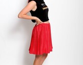 Upcycled Vintage red pleated skirt with white polka dots