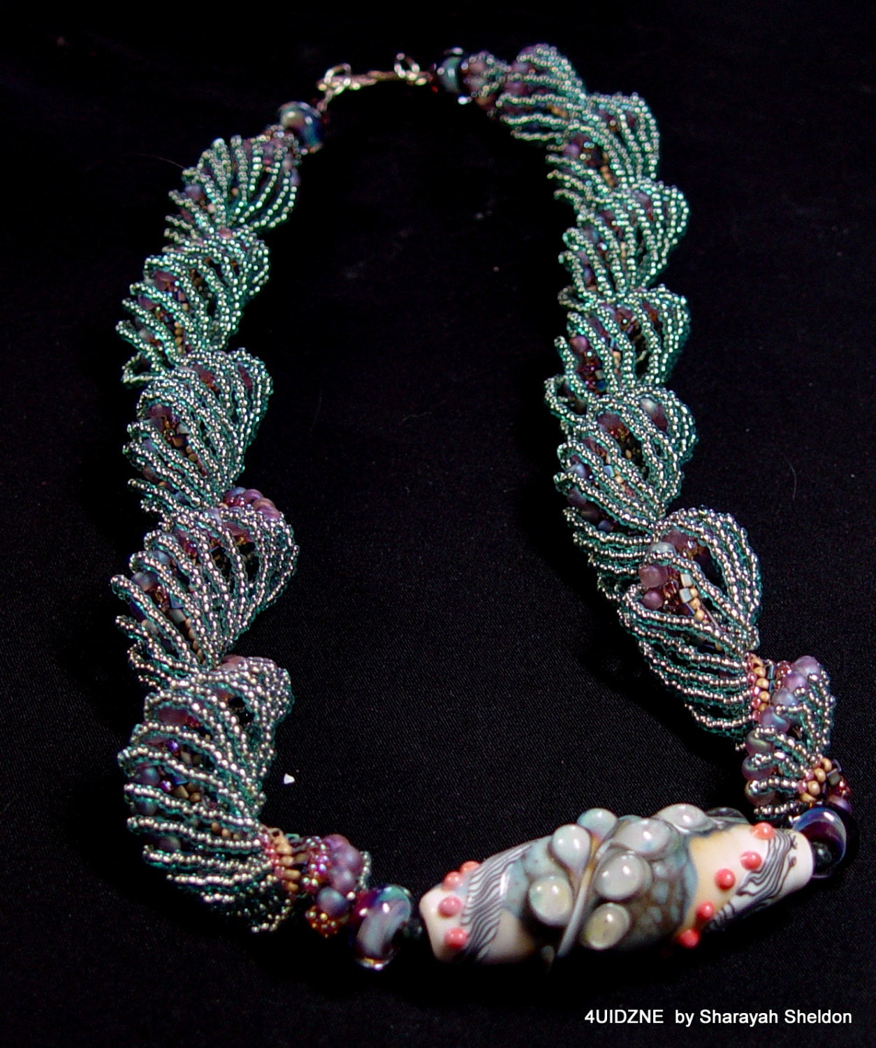 Summer Southwest Sunset: Dutch Spiral Cellini Bead Woven Necklace