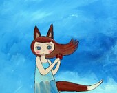 Kids Wall Art, Nursery Painting, Fox Girl