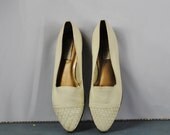 Vintage Leather Woven Cap Toe Flats. Size Women 7M  (37.5 Euro)