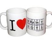 I Love BRAINY BOYS Periodic Table Coffee Mug Coffee Cup by Periodically Inspired - Geek Science Chemistry Gift