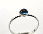 London Blue Ring, Skinny Stacking Ring, Blue Gemstone Ring, Blue Topaz Jewelry