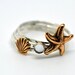 Seashell, Starfish, Gemstone, Stackable Sterling Silver Rings, Hammered Silver, Stacking, Nautical Rings, Seaside Rings