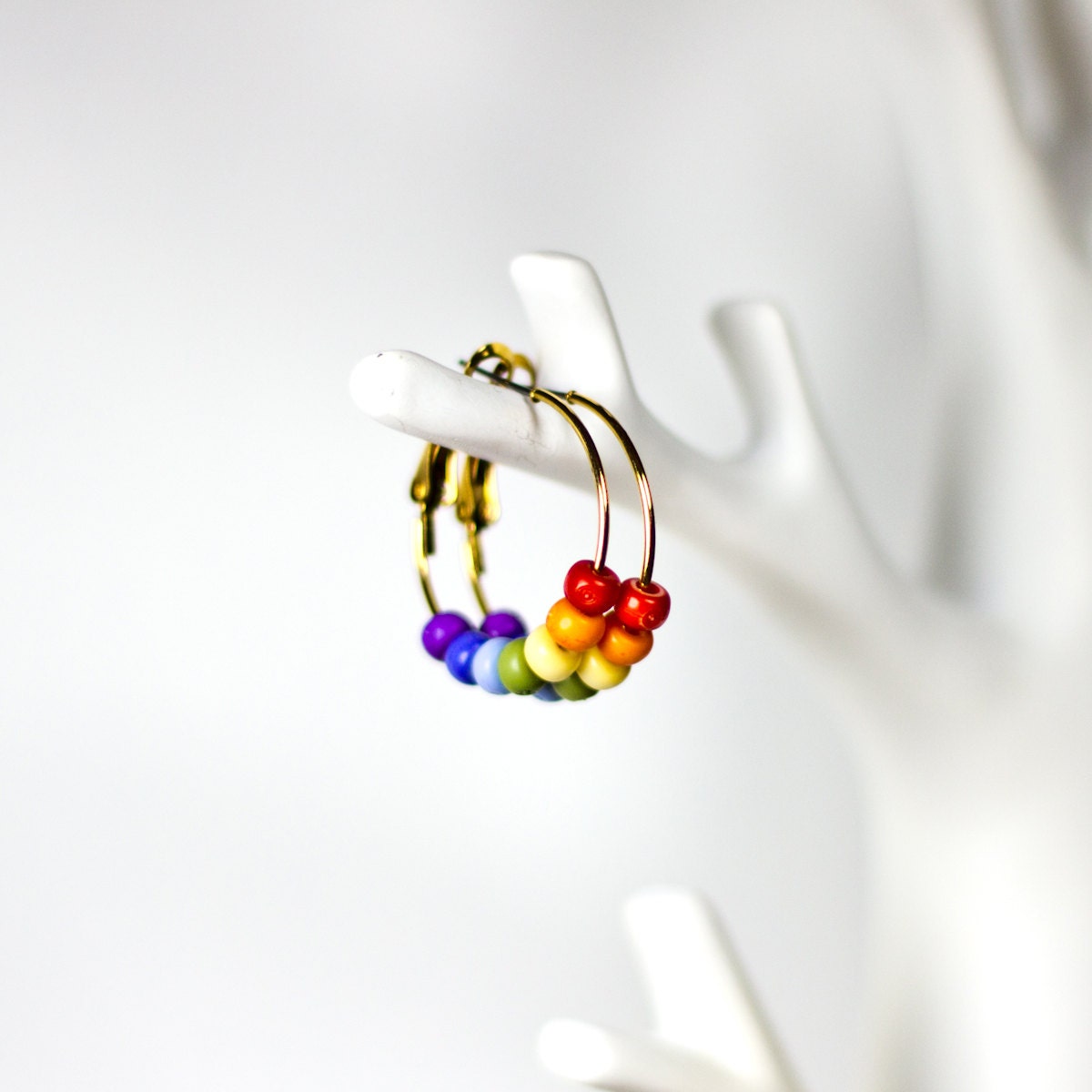 Recycled Rainbow Hoop Earrings