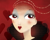 Queen of hearts illustration, Alice in wonderland, print, home decor, wall decor, poster