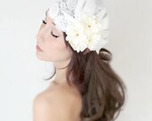 Italian Lace Bridal Cap, Wedding headpiece, wedding accessories, lace hat, bridal hair