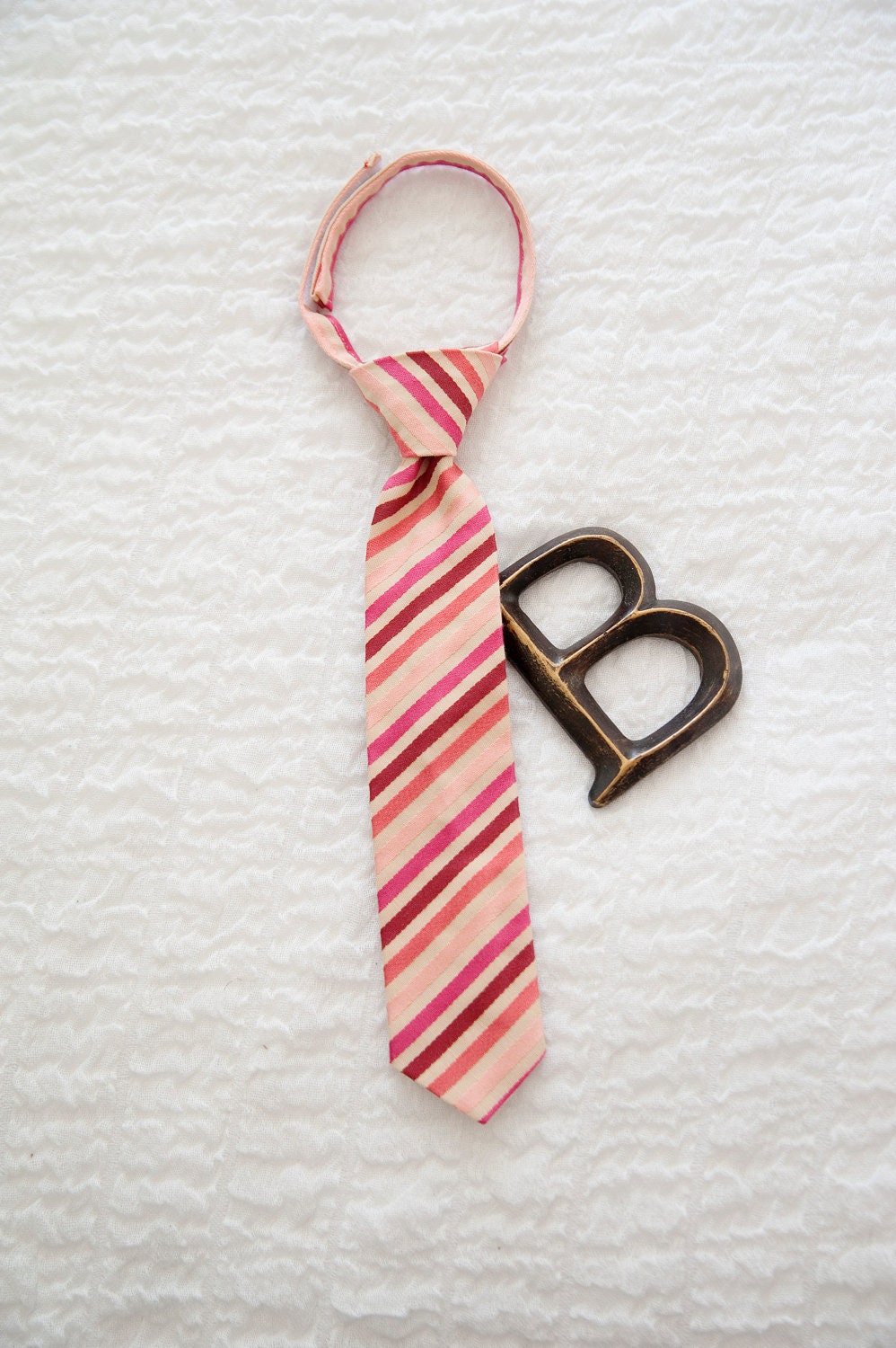Shades of Pink Striped Tie, Striped Toddler Tie, Pink Boys Tie - Easter Tie