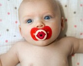 Kissy Face- Hand Painted Custom NUK Style Pacifier in RED