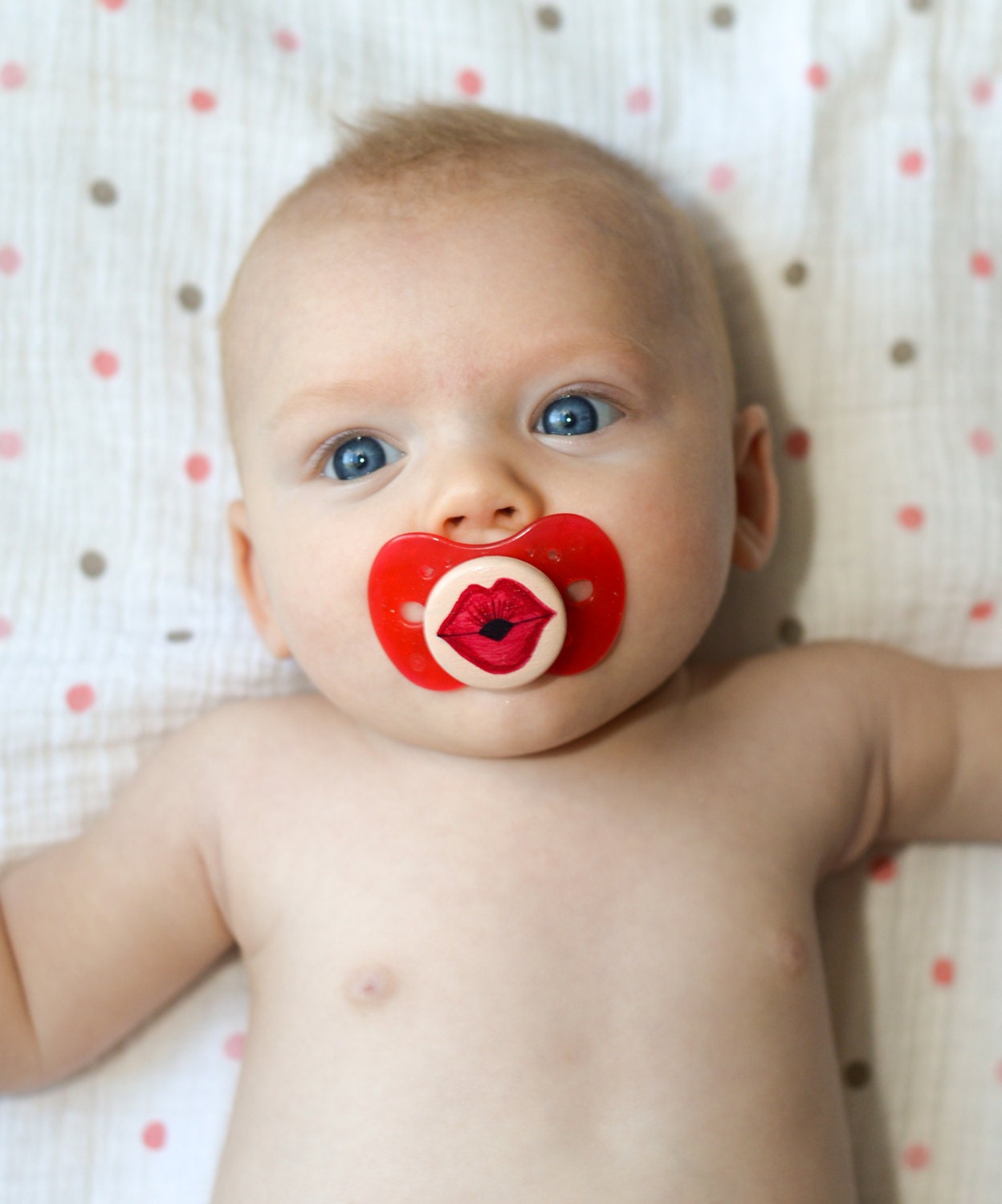 Kissy Face- Hand Painted Custom NUK Style Pacifier in RED