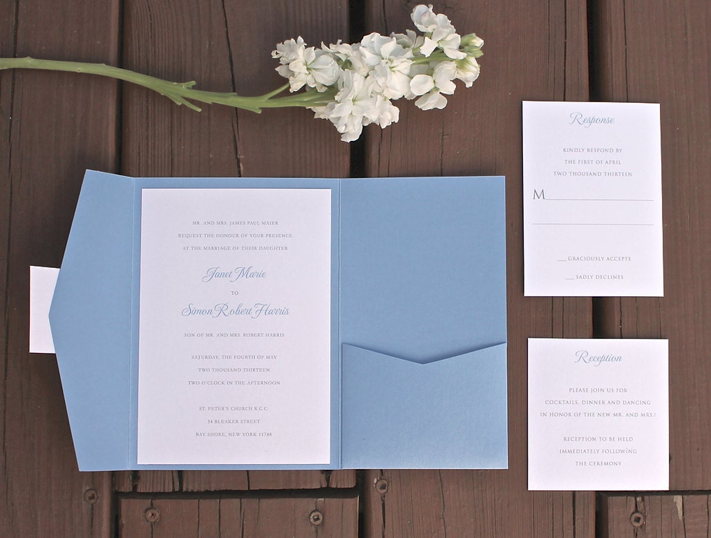 Pocket Fold Wedding Invitation - pearlized paper