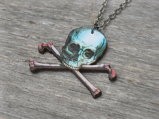 Skull and Crossbones Necklace, Skull Necklace, Day of the Dead Jewelry, Gothic Necklace, Gothic Jewelry, Dia de los Muertos,