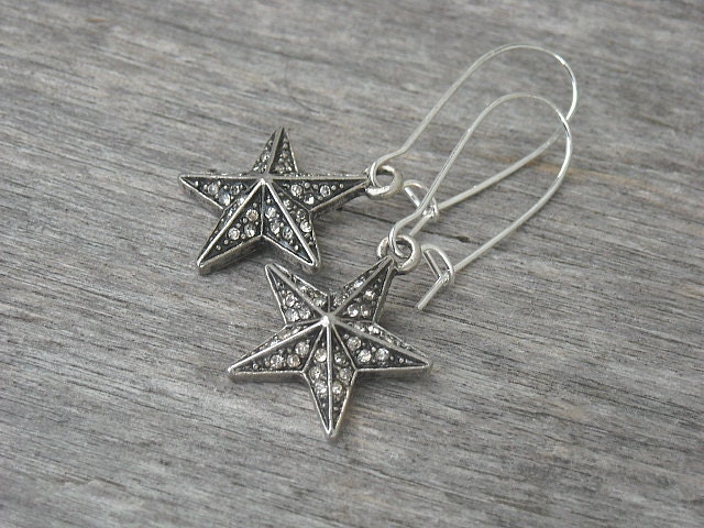 Star Earrings, Nautical Star Earrings, Star Jewelry, Rockabilly Earrings, Nautical Earrings, Gothic Earrings, Gothic Jewelry,