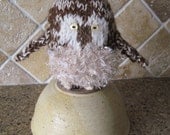 Burrowing owl hand knit stuffed toy free US shipping