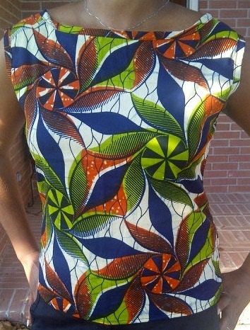 African Print Button Up Top