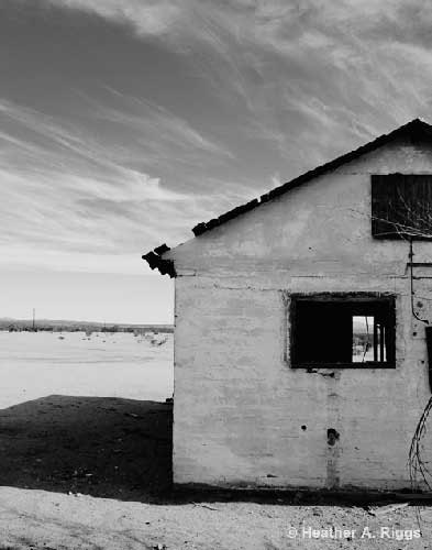 Abandoned House, Desert, sky, clouds, empty, black and white, Photograph, 8x10