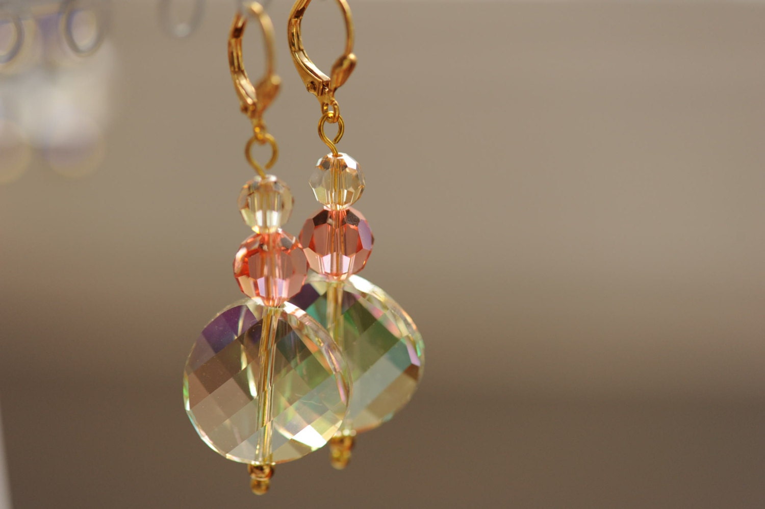 swarovski crystal beaded dangle earrings, tons of sparkle