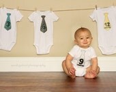 Monthly Onesie Tie Stickers - Edward - Yellow, Blue, and Green Patterns - Great Baby Shower Gift and Photo Prop