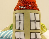 Children Toy - Large "House" Pillow for kids - Room decor and soft toy for children, 9"x17"