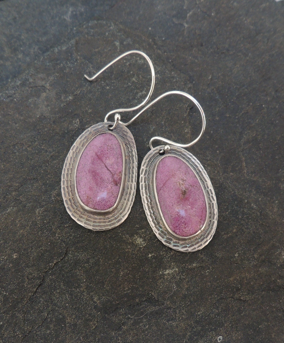 Lavender purple earrings, Purple and Silver Earrings, Recycled Sterling Silver,  Natural Purple Stichtite Gemstones