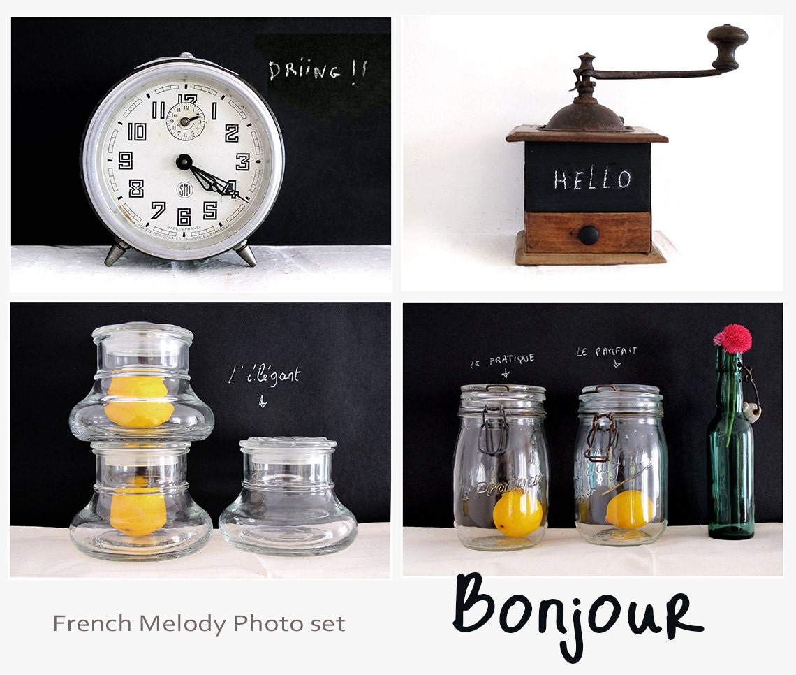 French Country Home Photo Set Collection - coffee art, kitchen decor, home decor, coffee prints - 5x7 Fine Art Photographs-