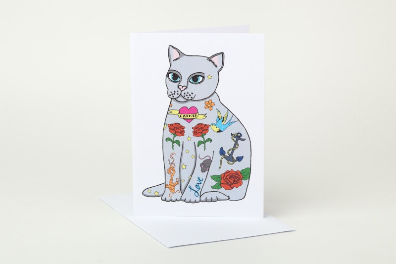 Tattoo Cat Greeting Card