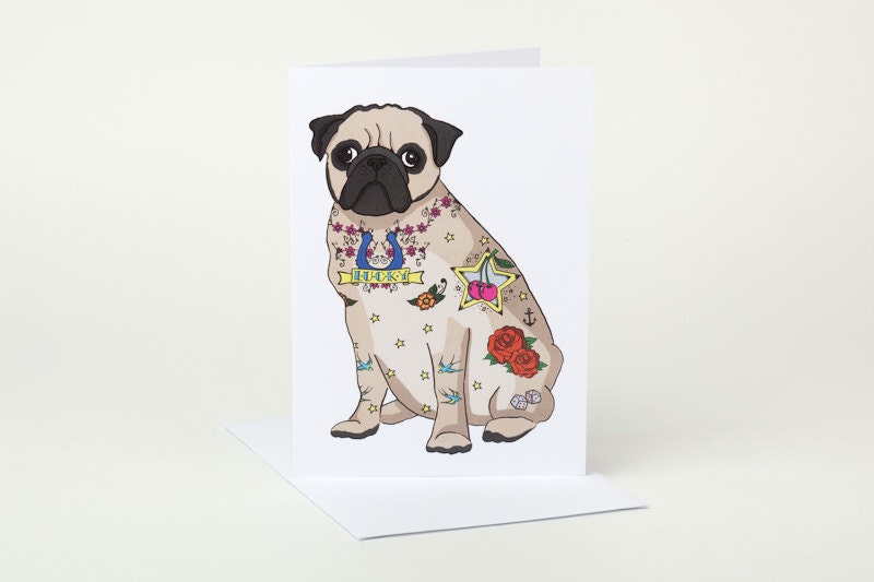 Tattoo Pug Greeting Card