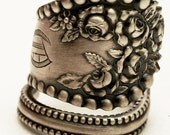 Spoon Ring Vintage Victorian Rose Sterling Silver Ring, Handmade in Your Size (3664)