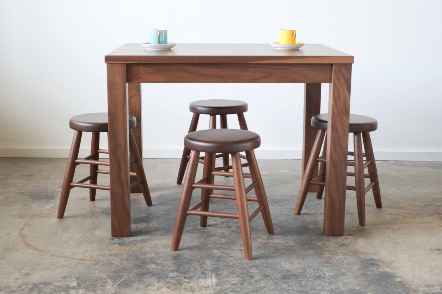 Walnut Kids Dining Table and Stools Set