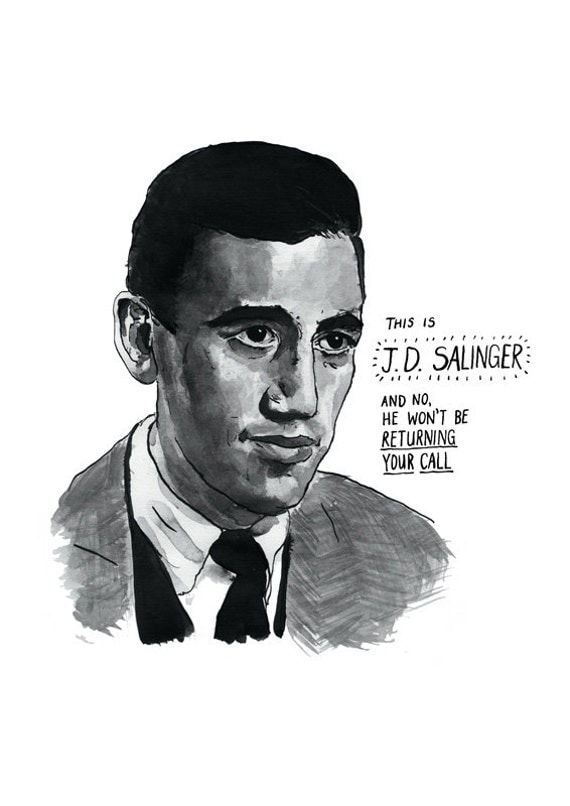 JD Salinger poster print Great American Writers