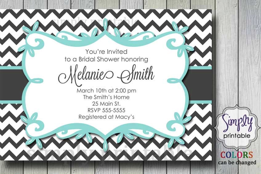 Aqua Chevron Bridal Shower Invitation Il_170x135