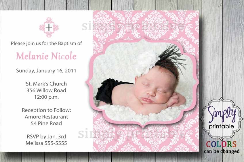 Christening/Baptism Damask Invitation wth Photo Il_170x135