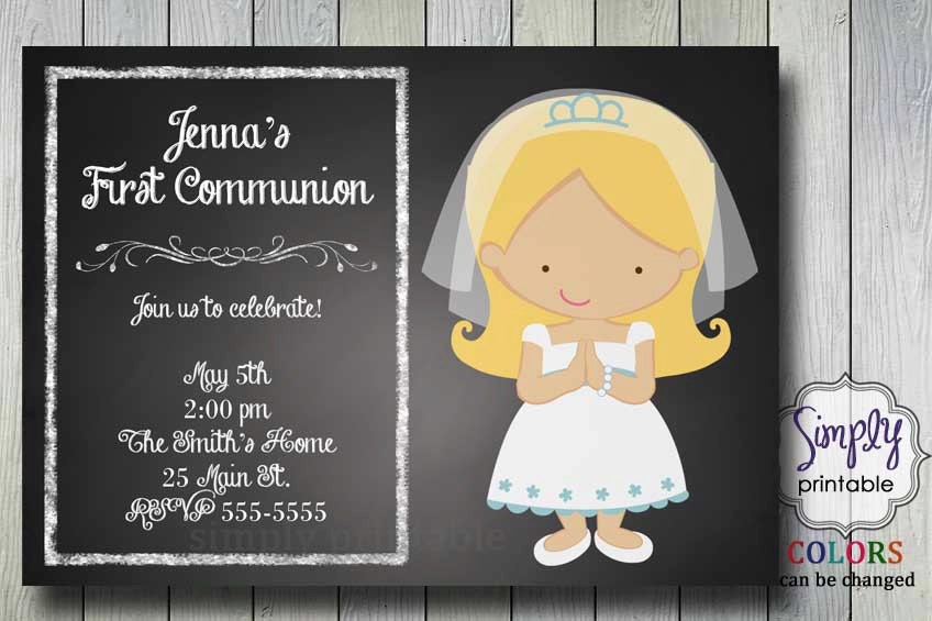 First Communion Invitation on Chalkboard Il_170x135