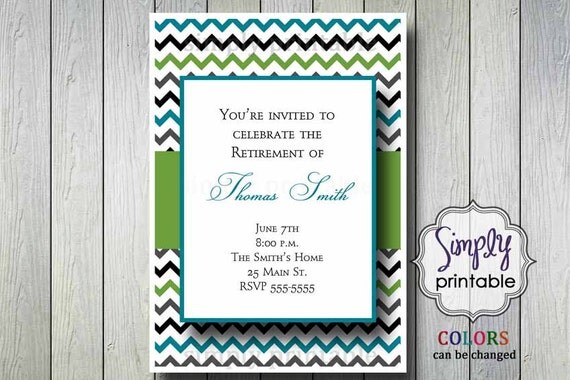 Chevron Retirement Party Invitation Green & Blue Il_570xn