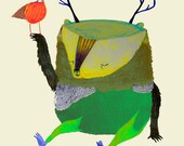 Kids wall art. Deer and Robin. Wall art for Children.