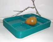Vintage Cafeteria Trays Blue Green TV Tray Plastic Plates Divided Plates Picnic Party