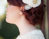 Eleanore Bridal Headpiece Flower Fascinator Garden Wedding Ivory White Cocktail Hat Comb Custom Color Veil Alternative
