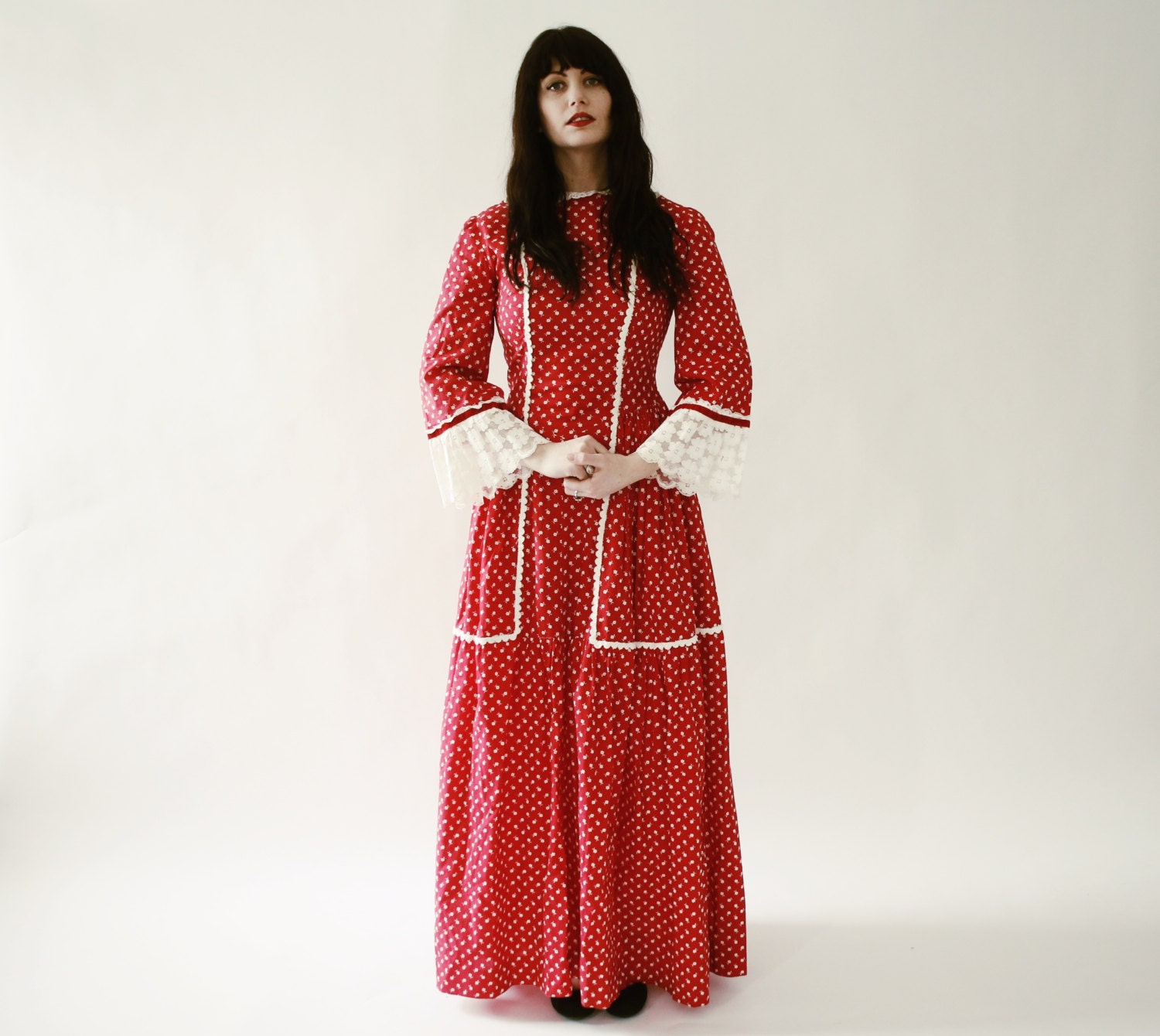 Red and White Maxi Dress
