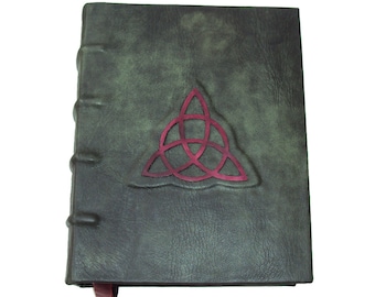 Charmed Inspired Hand-Sewn 12x18 Made to Order Triquetra Book of Shadows, Grimiore, Spell Book, Book of Mirrors/Journal, cusom bos, BLANK