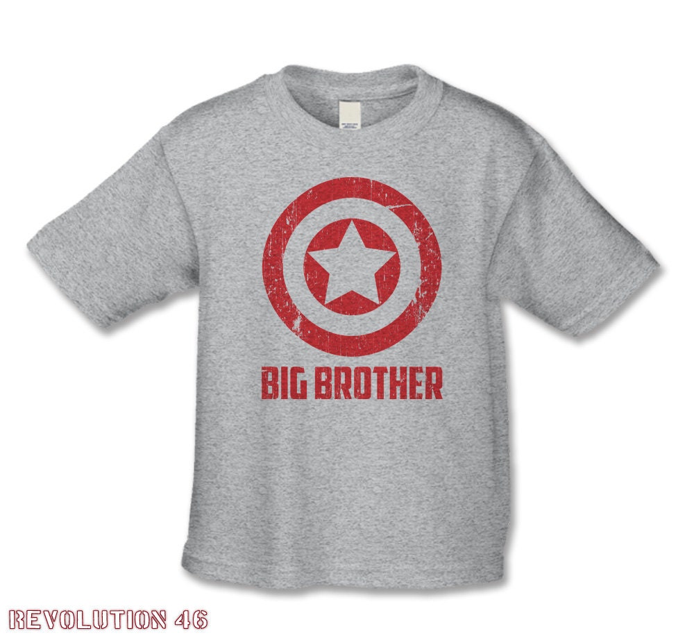 Distressed Big  Brother Shirt -American Super Hero  Big  Brother T-Shirt -( CA Big Brother 1070 RED ink )