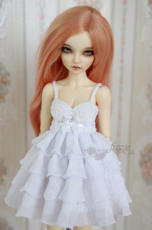 Snow white ruffle dress for MSD