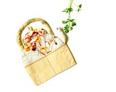 Wall Pocket Decor Organizer, Textile Pocket, Kitchen Pocket, Fabric Organizer, Wall Hanging, Bills Holder, Kitchen Holder, rustic teapot