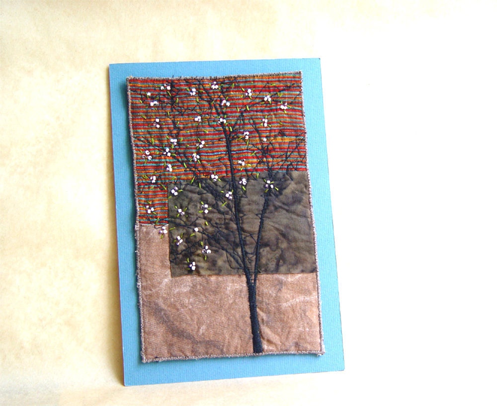 FIRST SIGNS of SPRING,  Mini Textile Art, Embroidery Art, Wall Art