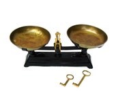 Antique Balance Scale Vintage Cast Iron Scale Brass Trays